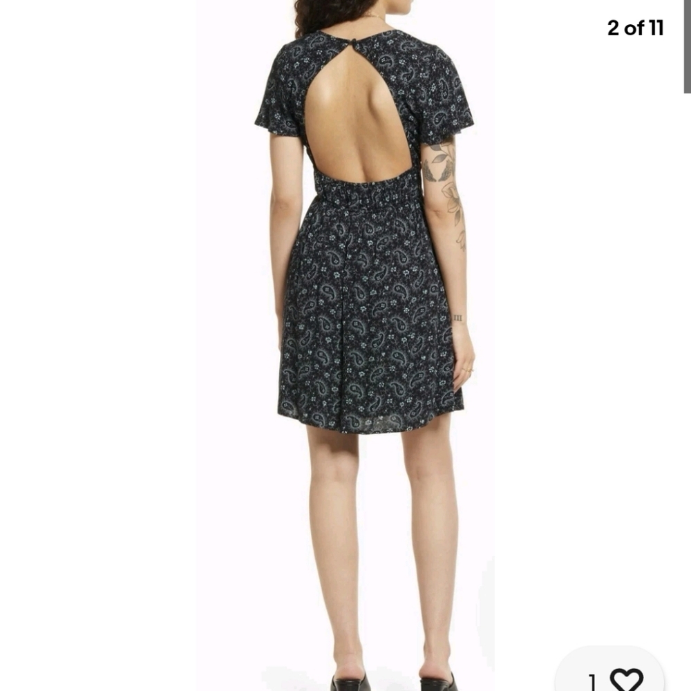 BP Deep V Neck Low Back Paisley Patterned Mini Dress Festival  Small - Picture 2 of 7